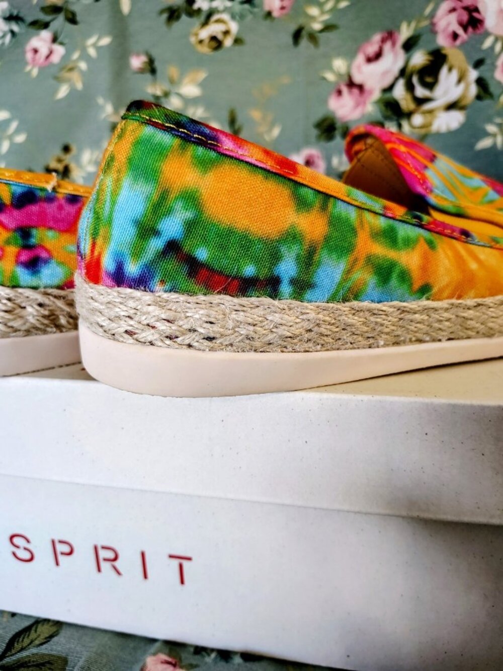 NIB Espirit Erika Yellow Pink Tie-Dye Espadrille Sneakers Womens Shoes Size 8 - Picture 7 of 14